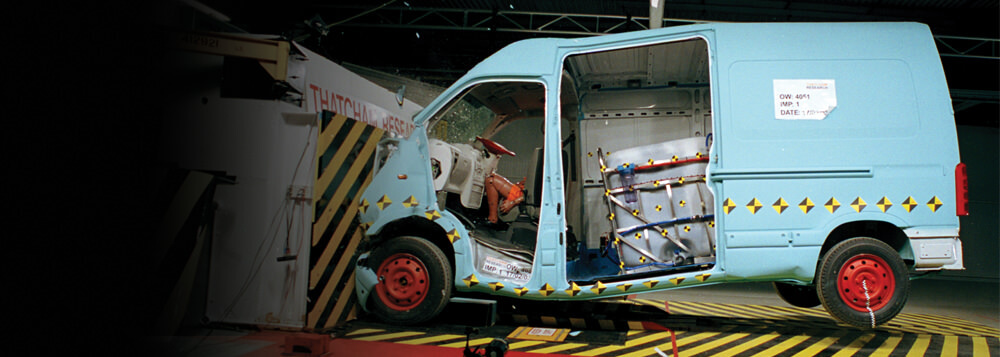 Crash development testing with system mounted in van